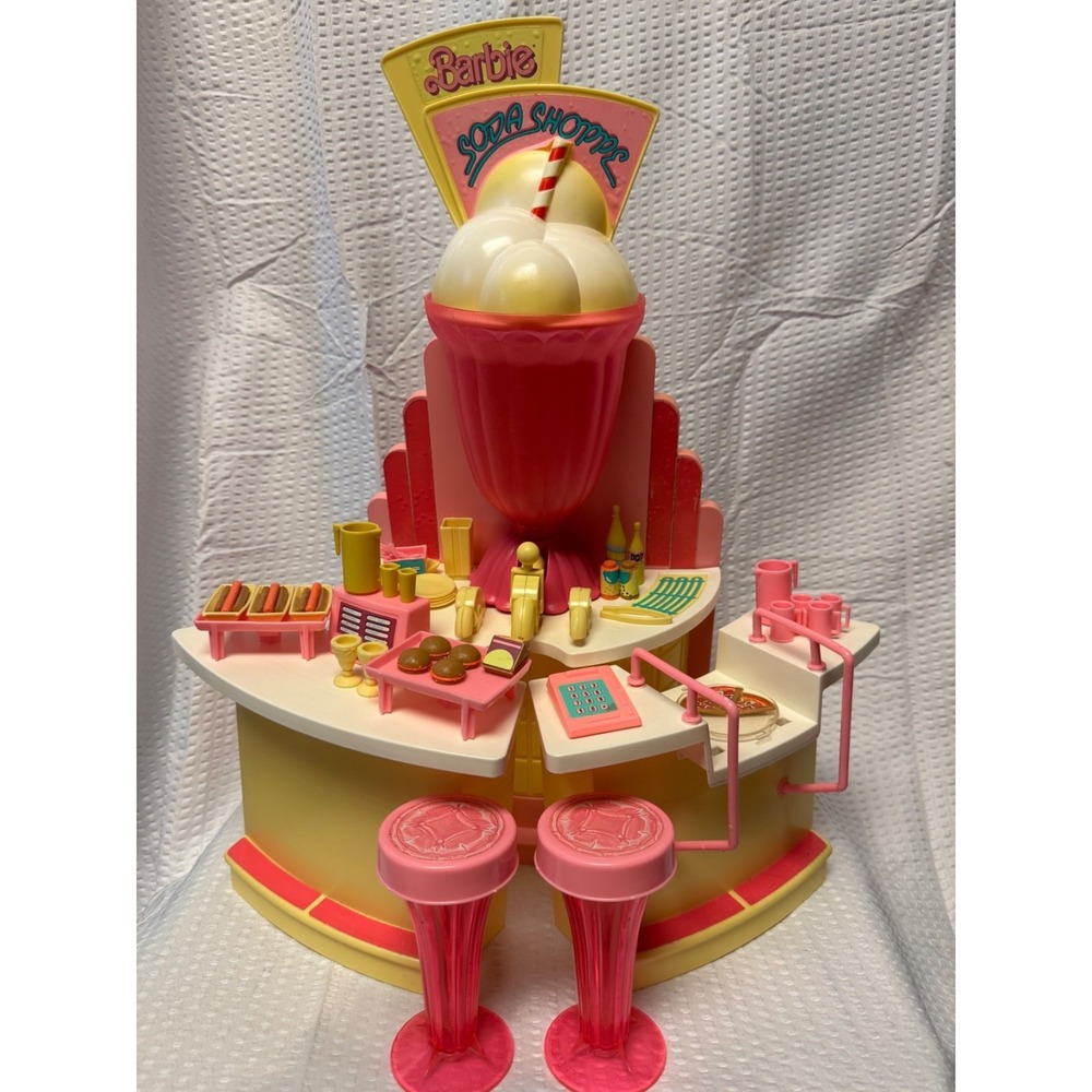 VTG 1988 Mattel Barbie Soda Shoppe Diner #2707 Ice‎ Cream Shop Accessories